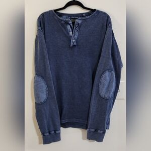 Los Angeles Third & Army Gray Distressed Long Sleeve Henley Tee Men's XL